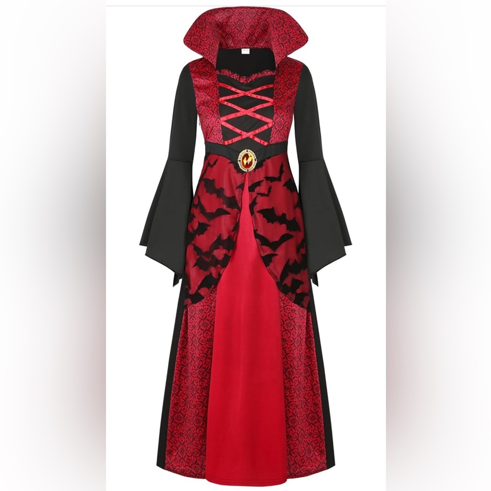 NWOT Women’s Vampire/Gothic Costume With Teeth and Choker, Size Medium
